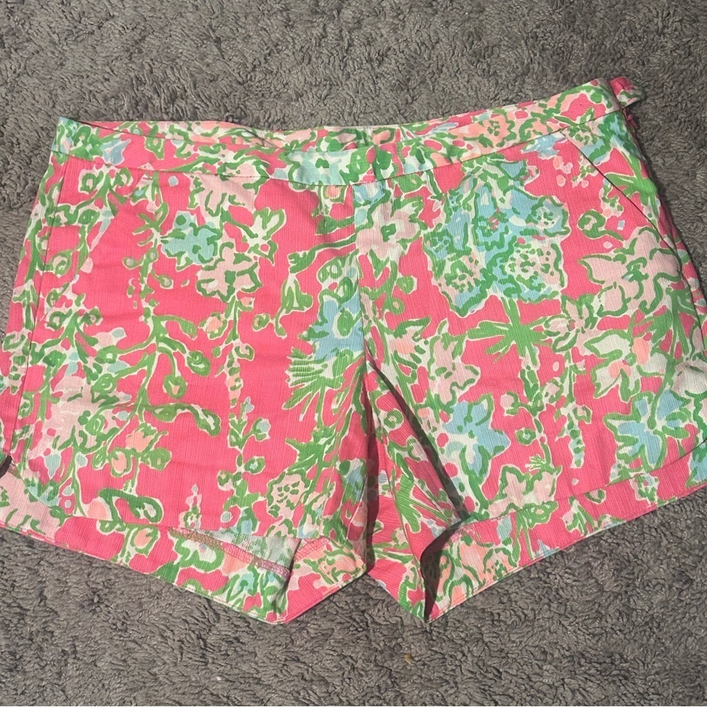 Lilly Pulitzer Pink Green Adie Side Zip Shorts 4